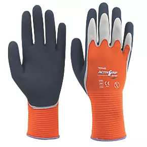 Towa ActivGrip XA-325 Latex-Coated Finger Gloves Orange Large 3 Towa ActivGrip XA-325 Latex-Coated Finger Gloves Orange Large