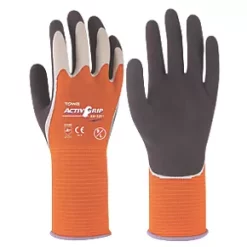 Towa ActivGrip XA-325 Latex-Coated Finger Gloves Grey / Orange Medium