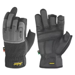 Snickers Power Performance Open 3-Finger Gloves Black/Grey Large
