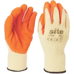 Site 380 Latex Builders Gloves Orange / Yellow Medium
