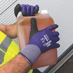 Wonder Grip WG-518W Oil Plus Protective Work Gloves Purple / Black / White Large -Work Gloves Sales 927PP A3